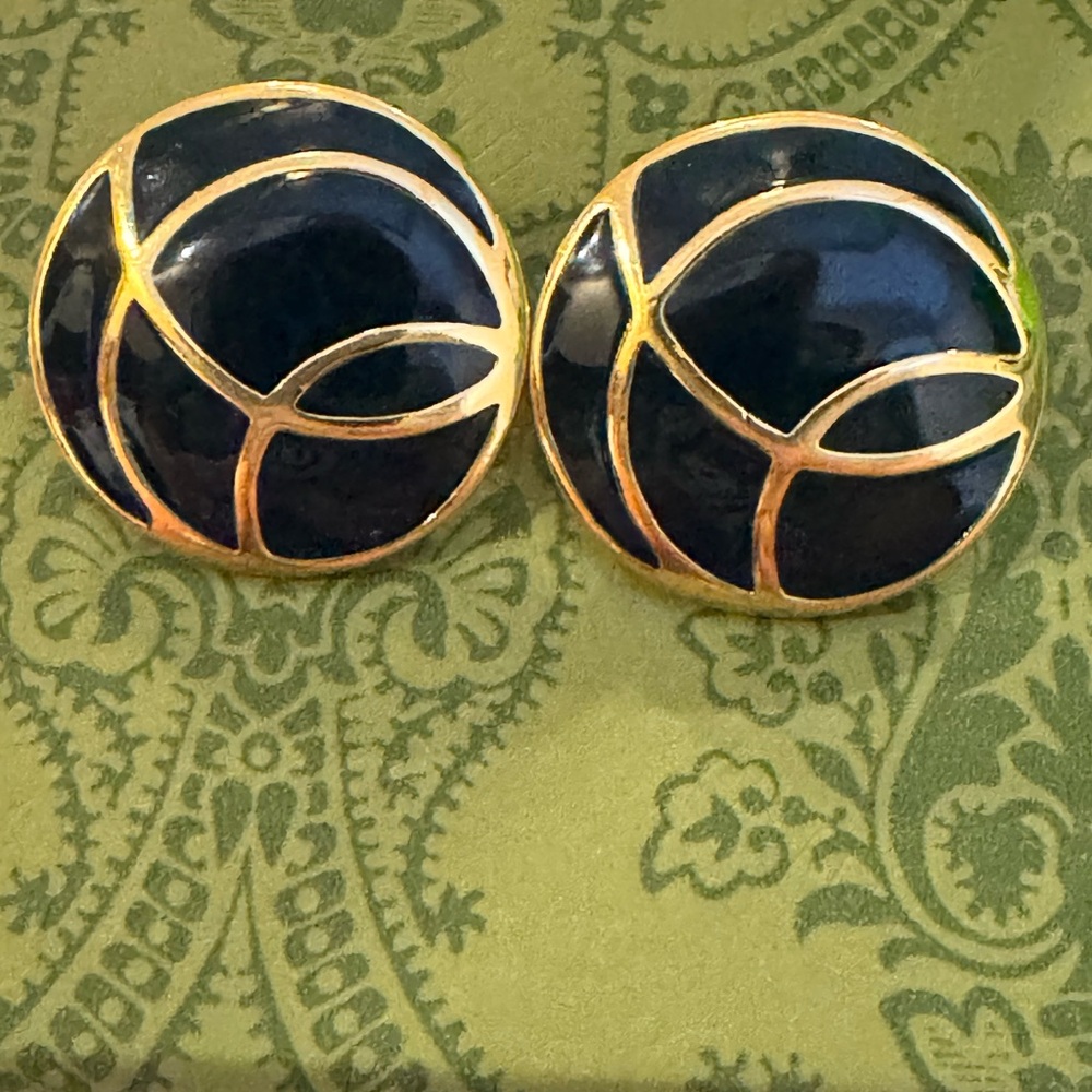 Monet Elegant Blue and Gold Earrings